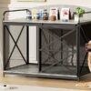 Heavy Duty Large Dog Crate Furniture For Large Medium Dog, Farmhouse Wooden Dog Kennel Indoor End Table, Decorative Pet House For Large Dogs - Gray - Image 3