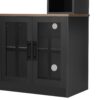 Wall Unit Entertainment Center With Bookshelves For TVs Up To 80", Modern TV Stand Media Console With Cabinets, Tempered Glass Doors And Adjustable Shelves For Living Room - Black - Image 20