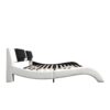 Queen Size Upholstered Platform Bed Frame With LED Lighting, Bluetooth Connection To Play Music Control, Backrest Vibration Massage, Curve Design, Wood Slat Support - White - Image 5