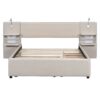 Queen Size Upholstered Platform Bed With Reading Lights, Drawers, Trundle And Shelves - Beige - Image 10
