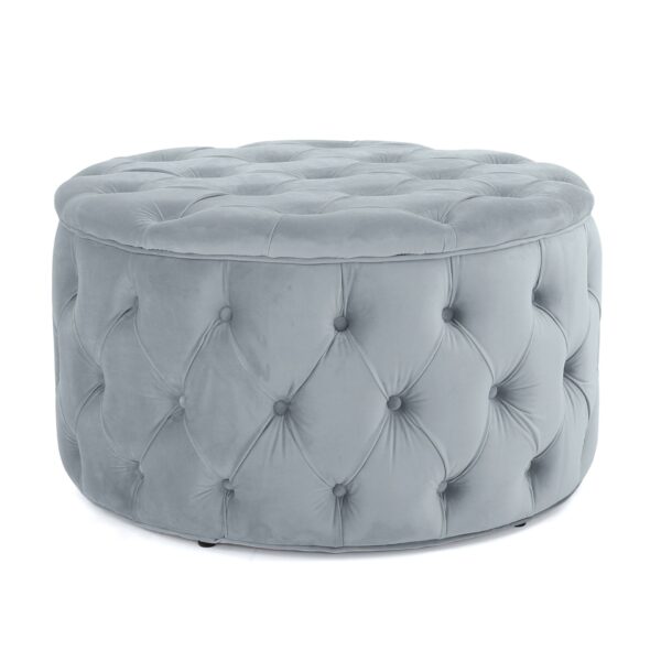 Elegant Ottoman With Plush Velvet Upholstery - Light Gray