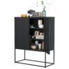 Heavy Duty Metal Buffet Sideboard Modern Steel Storage Cabinet With 2 Shelves, Free Standing Accent Cabinet With Magnetic Doors For Bedroom, Kitchen, And Home Office, Anti-Tip Design - Black - Image 10