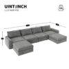 Chenille Modular Sectional Sofa, U Shaped Reversible Couch, Free Combination, 6 Seat Sleeper Sofa Bed With Ottoman, Convertible Oversized Indoor Furniture - Gray - Image 23