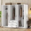 6 Doors Wardrobe Storage For Bedroom With Big Drawers - White - Image 10