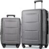 Expanable Spinner Wheel 2 Piece Luggage Set ABS Lightweight Suitcase With Tsa Lock 20" / 28" - Dark Gray - Image 6