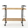 Modern Industrial Bar Cart With Shelving And Casters - Natural - Image 4