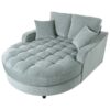 Modern Chaise Lounge Sofa Bed Upholstered Sofa Couch With Tufted Seat And Detachable Pillows For Living Room - Misty Green - Image 14