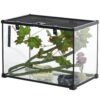 Pawhut - 14 Gallon Reptile Glass Terrarium Tank With Decor Kit Breeding Box Full View With Visually Appealing Sliding Screen Top For Lizards Frogs Snakes Spiders - Black - Image 9