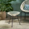 Nusa - Side Table With Tempered Glass Top And Polyethylene Rattan Base - White - Image 2