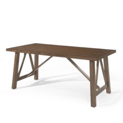 Farmhouse Style Dining Table With Wood Like Top - Antique Brown