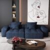 Modern Oversized Modular Sectional Sofa With 2 Chaise Lounge And 2 Armrest, Sparkling Chenille Fabric Soft Cushion Sofa With 4 Pillows, 4 Pieces Diy Combination Tufted Sofa, No Assembly Required - Blue - Image 6