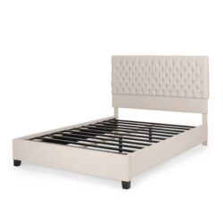 Cumulus - Fully Upholstered Fabric Queen Bed Set - Ivory
