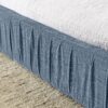 Modern Queen Size Upholstered Bed Frame With Pleated Chenille Fabric And Headboard, No Box Spring Needed - Blue - Image 7