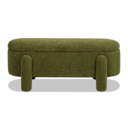 Hugo - Oval Fully Upholstered Storage Bench - Moss Green