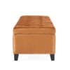 Wendover - Elegant Velvet Tufted Storage Bench With Lift Up Top And Birch Wood Legs - Burnt Orange - Image 5