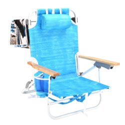 Backpack Beach Chair, Beach Towel, 5 Position Chair With Pouch Folding Lightweight Positions Back Pack, 1 Piece - Aqua Blue