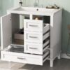 Bathroom Vanity, Modern Bathroom Cabinet With Sink Combo Set, Bathroom Storage Cabinet With A Soft Closing Door And 3 Drawers, Solid Wood Frame, Resin Basin - White - Image 5
