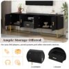Modern TV Stand For TV Up To 70", TV Cabinet With 1 Drawer, 2 Cabinets And Metal Legs, Handles And Anti-Tip Device For Living Room - Black - Image 7