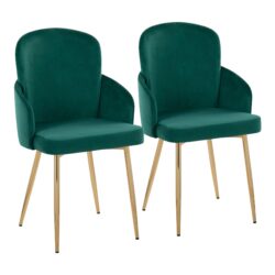 Dahlia - Contemporary Dining Chair (Set of 2) - Gold / Green