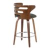 Cosini - Mid-Century Modern Fixed Height Barstool With Swivel With Round Footrest (Set of 2) - Walnut / Charcoal - Image 4