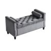 Storage Bench, Queen Velvet Button Bedside Bench, Entryway Living Room With Armrests, Nailhead Trim, Upholstered Bedroom Bench, Bedside Ottoman, Living Room, Entryway - Gray - Image 10