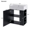 Modern Floating Bathroom Vanity With Ceramic Basin, Perfect For Small Bathrooms, Right Side Storage - Black - Image 8