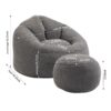 Bedding Bean Bag Sofa Chair High Pressure Foam Bean Bag Chair Adult Material With Padded Foam Padding Compressed Bean Bag With Footrest - Gray - Image 23