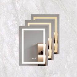 26" X 20" Bathroom Medicine Cabinet With LED Mirror, Anti-Fog, Waterproof, 3000K~6000K Single Door Lighted Bathroom Cabinet With Touch Swich, Dimmable, Recessed Or Surface Mount (Right Door) - Silver