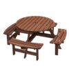 8 Person Wooden Picnic Table, Outdoor Camping Dining Table With Seat, Garden, Diy With 4 Built-In Benches, 2220Lb Capacity - Brown - Image 12