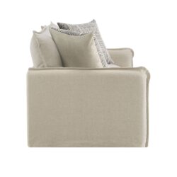 Upendo - Pattern Linen Loveseat With 2 Toss Pillows - Beige
