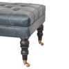 Buffalo - Leather Ottoman With Castor Legs - Brown / Teal - Image 8