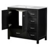 Bathroom Vanity With Ceramic Sink Combo, Abundant Storage Cabinet 2 Soft Close Doors And 5 Drawers - Black - Image 17