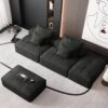 Modern Oversized Modular Sectional Sofa With 2 Ottoman And 2 Seat, Sparkling Chenille Fabric Soft Cushion Sofa With 4 Pillows, 4 Pieces Diy Combination Tufted Sofa, No Assembly Required - Black - Image 10