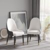 Modern Sponge-Filled Dining Chair, Solid Wood Metal Legs, Suitable For Restaurants, Living Rooms And Rooms- (Set of 2) - Dark Brown / White - Image 2