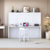 Full Size Murphy Bed With Hydraulic Lift & Desk Design - White - Image 14