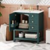 Transitional Style Bathroom Vanity Cabinet Combo With Ceramic Sink - Green - Image 2