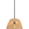 Essence - Single Lights Pendant With Shade - Black / Rattan - Image 3