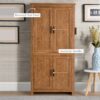 Homcom - 4-Door Kitchen Pantry, Freestanding Storage Cabinet With 3 Adjustable Shelves For Kitchen, Dining Or Living Room - Oak - Image 6