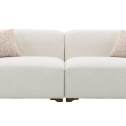 Darius - Boucle Sofa With 2 Toss Pillows - Beige