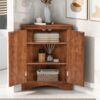 Triangle Bathroom Storage Cabinet With Adjustable Shelves, Freestanding Floor Cabinet For Home Kitchen - Brown - Image 8