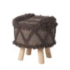 Roja - Handcrafted Wool & Cotton Foot Stool With Eucalyptus Wood Frame - Dark Brown - Image 4
