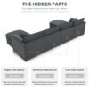 Chenille Modular Sectional Sofa, U Shaped Cloud Couch Set With Double Cushions, 6 Seat Sleeper Sofa Bed With Ottomans, Oversized Indoor Furniture - Dark Gray - Image 18