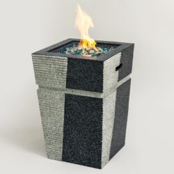 20" Propane Gas Fire Pit Table, 50000 Btu Square Concrete Fire Pit For Outside Patio Deck Garden Backyard - Light Gray Blue