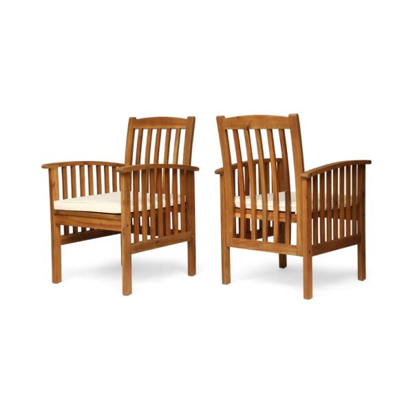 Casa - Rustic Dining Chair Set With Cushions, Acacia Wood, 2 Pieces - Brown