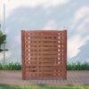 Air Conditioner Fence Screen Outside, Cedar Privacy Fence 3 Panels To Hide Ac & Trash Enclosure - Brown - Image 4