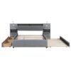 Queen Size Upholstered Platform Bed With Reading Lights, Drawers, Trundle And Shelves - Gray - Image 5