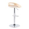 Cassis - Mid-Century Modern Adjustable Barstool With Swivel (Set of 2) - Chrome / Natural / Cream - Image 4