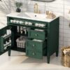 Bathroom Vanity With Top Sink, Modern Bathroom Storage Cabinet, 2 Drawers And A Tip-Out Drawer, Single Sink Bathroom Vanity - Green - Image 23