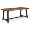 7 Piece Outdoor Dining Set With Acacia Wood Table And Iron Frame Chairs - Gray / Natural - Image 14