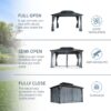 10' x 13' Hardtop Wood Gazebo For Patios, Outdoor Framed Gazebo With Polycarbonate Double Roof Canopy, Solid Wooden Framed Gazebo With Privacy Curtains And Mosquito Nettings For Garden, Backyard - Black - Image 5